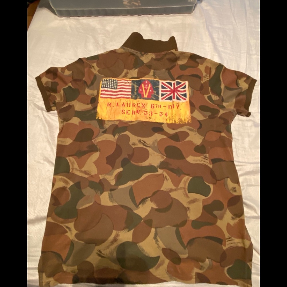 Ralph Lauren camp polo with flag on back size Lrg